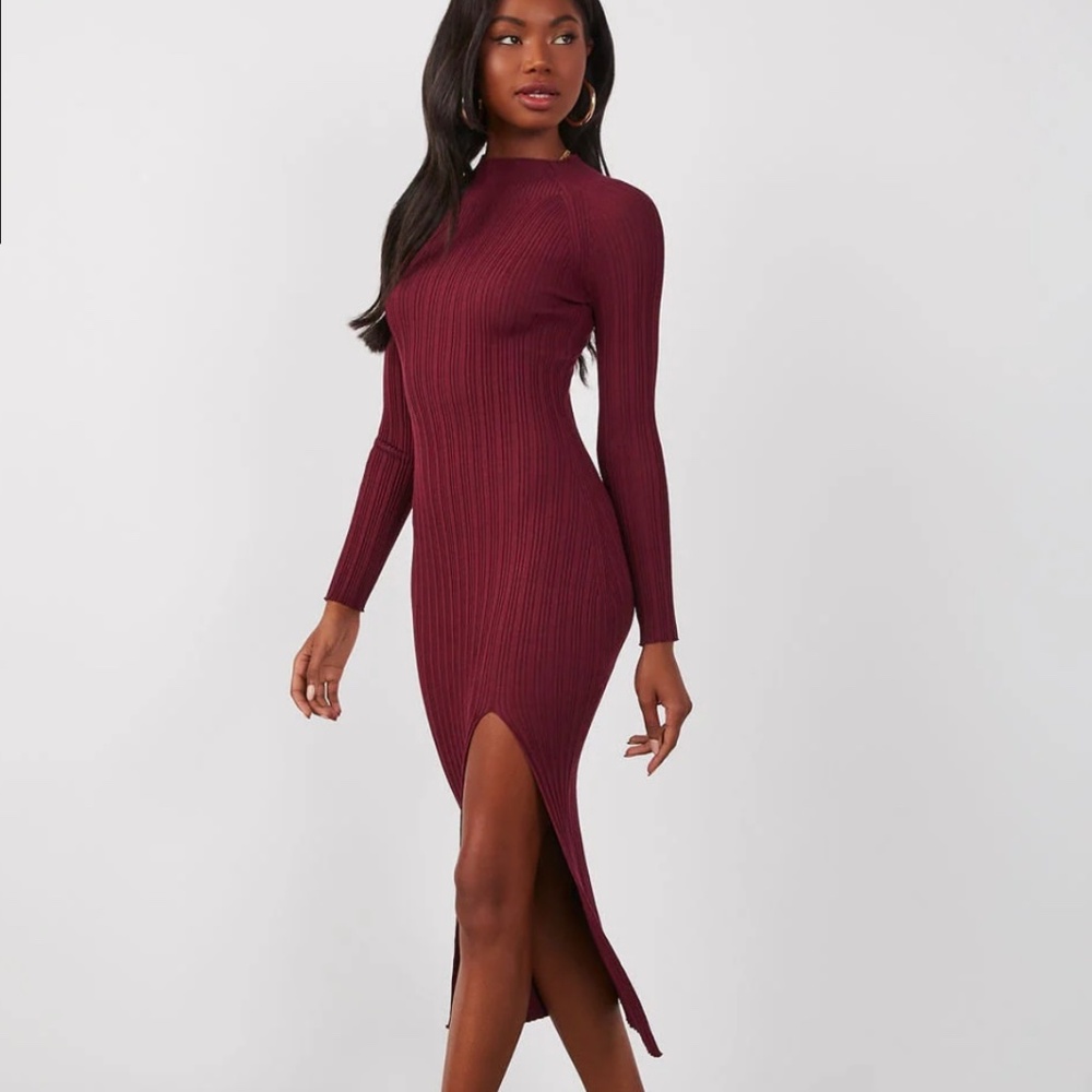 Thankful Soul Ribbed Mock Neck Midi Dress - TAN color!